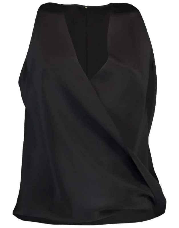 Black Sleeveless Crossover High Tide Top