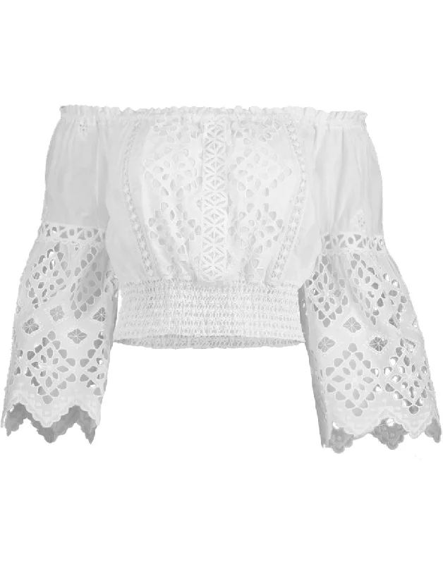 Republica Smocked Ceca Off Shoulder Crop Top