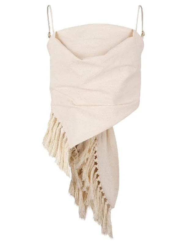 Raelynn Drape Fringe Scarf Top