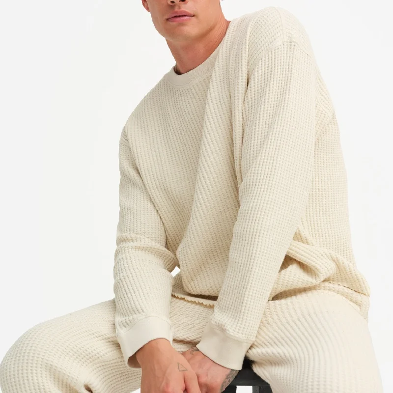 Men's Organic Waffle Crew Neck Long Sleeve Shirt