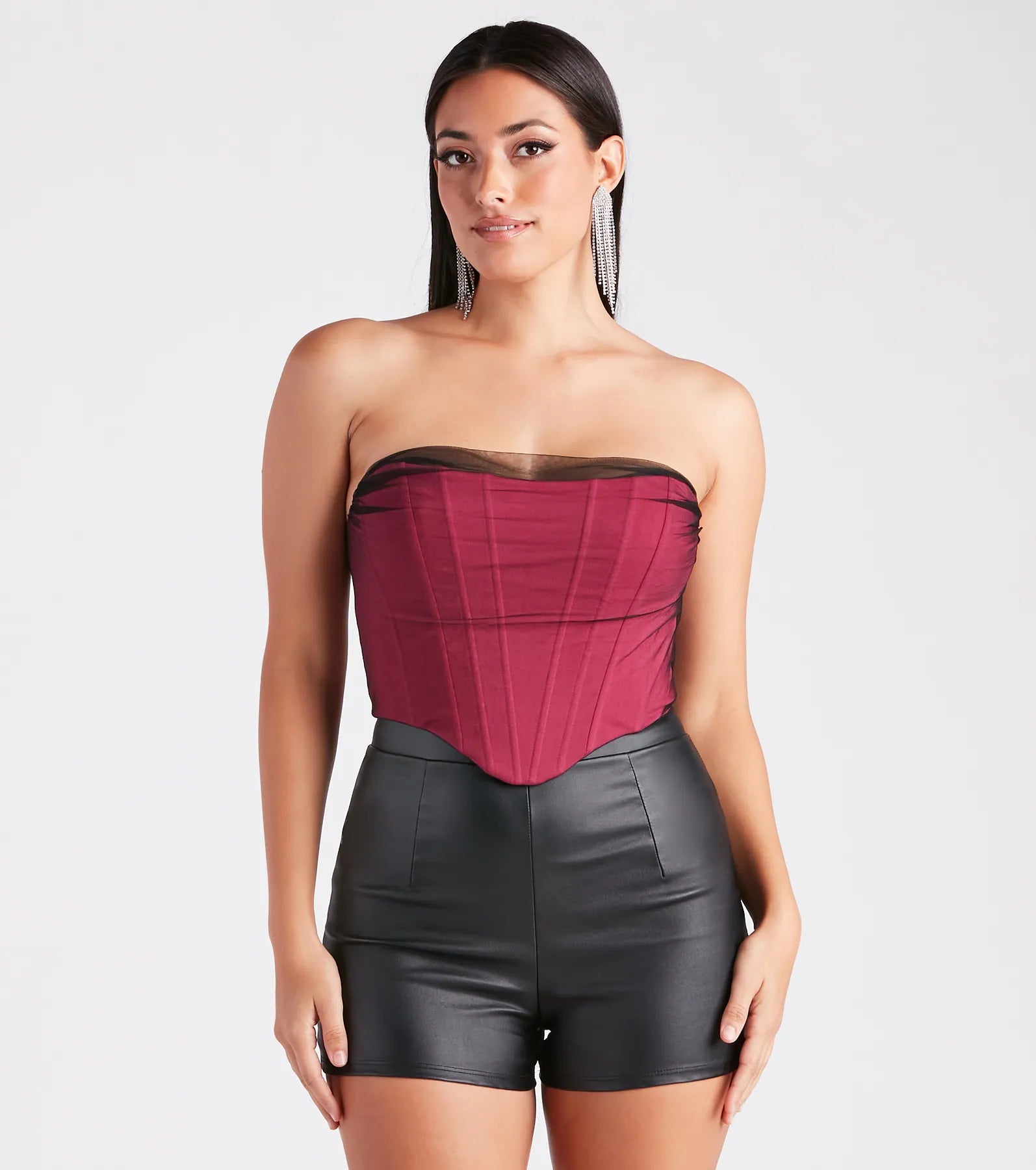 Having A Moment Ponte Tulle Corset Top