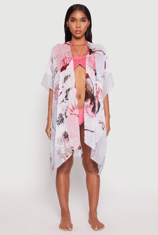 Butterfly Print Cover Up Kimono