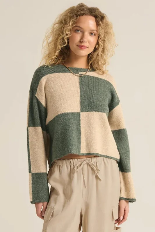 Z supply : Rosi Blocked Sweater Palm Green