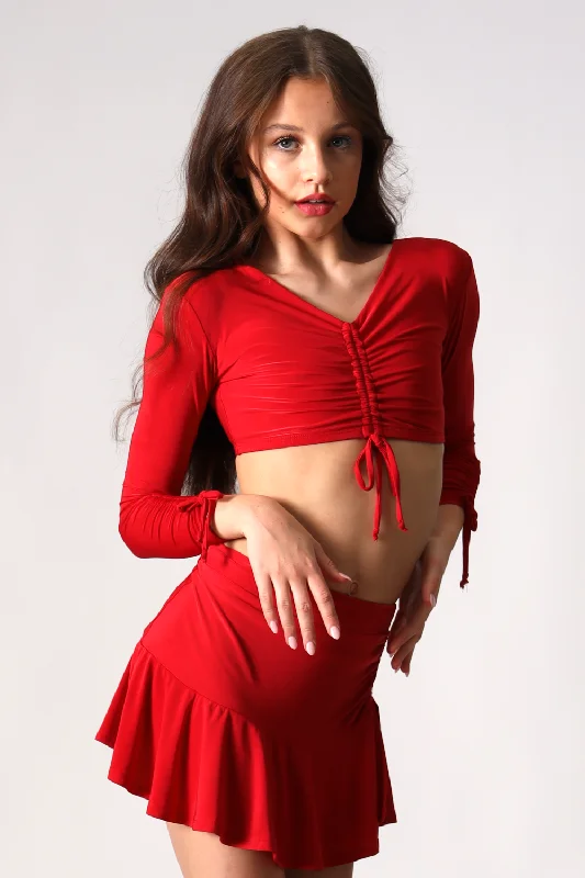 Swivel+Cinch Crop Top - Scarlet - FINAL SALE