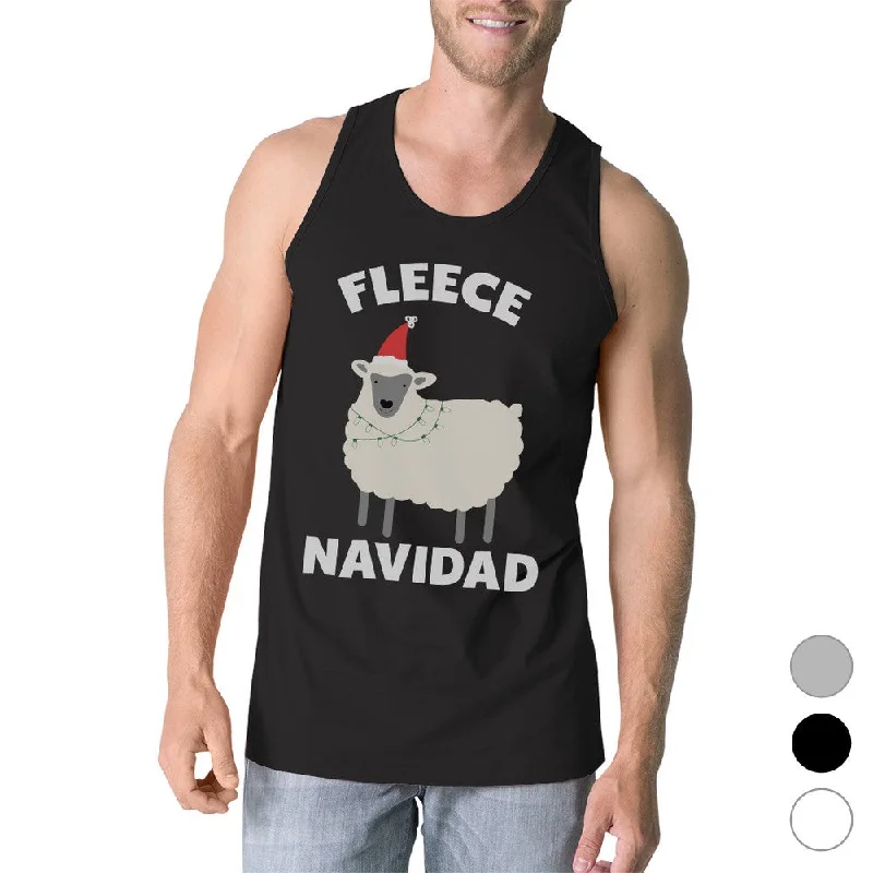 Fleece Navidad Mens Cotton Made Funny Christmas Workout Tank Top