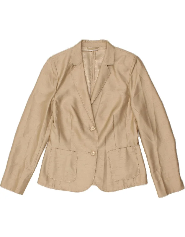 BASLER Womens 2 Button Blazer Jacket UK 12 Medium  Beige Polyester