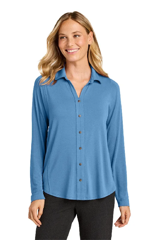 Port Authority Womens Luxe Knit Button Down Long Sleeve Tunic - Carolina Blue - NEW