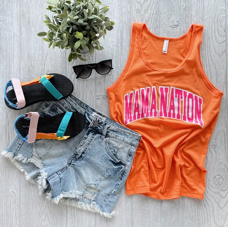 Mama Nation • Neon Orange Unisex Tank