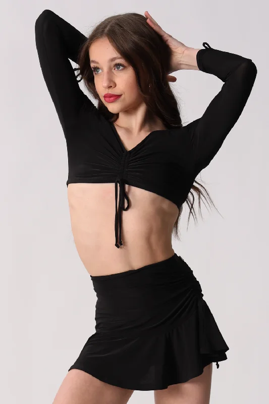 Swivel+Cinch Crop Top - Black - FINAL SALE