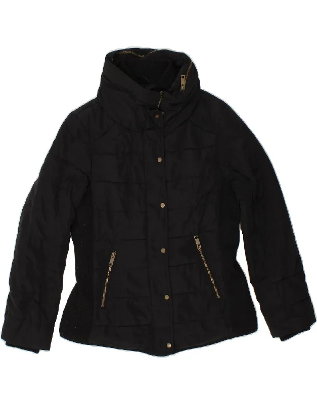 LAURA ASHLEY Womens Padded Jacket UK 12 Medium  Black Polyester