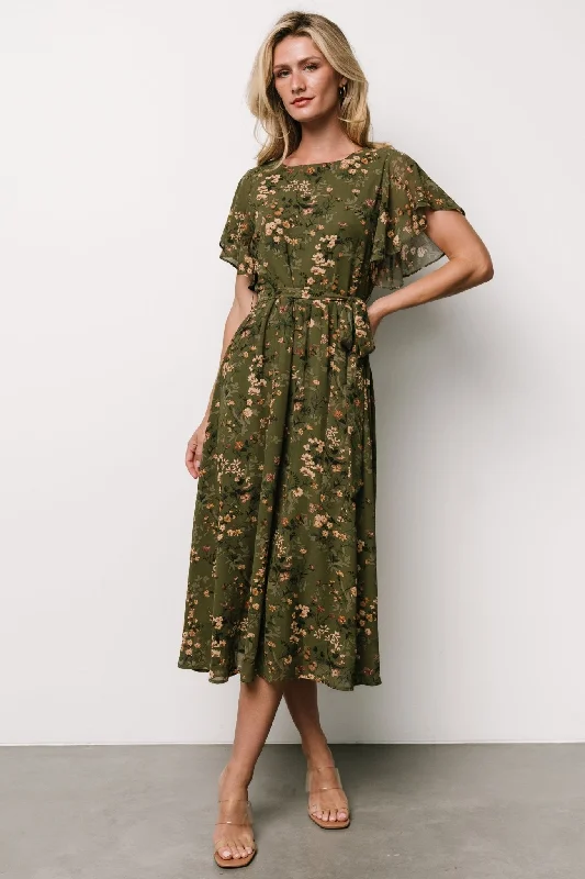 Laurel Midi Dress | Olive Floral