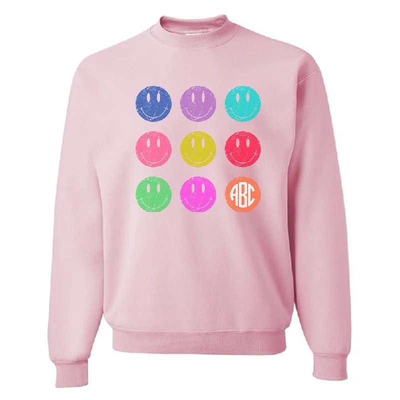 Monogrammed 'Retro Smileys' Crewneck Sweatshirt