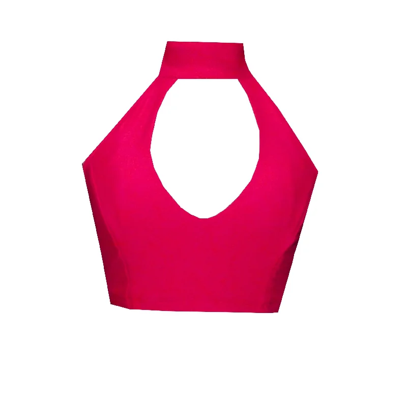 High Neck Halter Sports Crop Top in Red BK139R