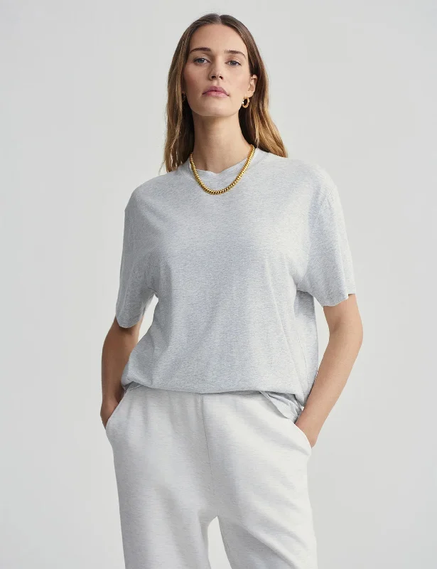 Leighton Boyfriend Tee - Light Grey Marl