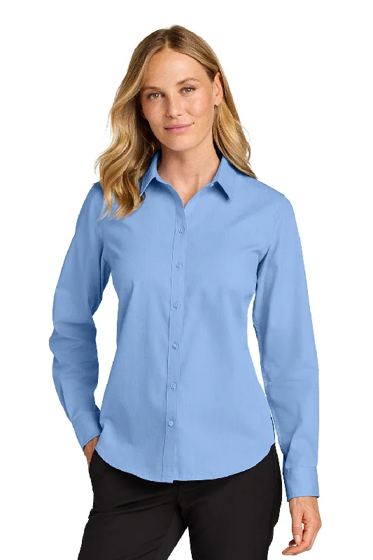 Port Authority Womens Nailhead Easy Care Long Sleeve Button Down Shirt - Swiss Blue - NEW