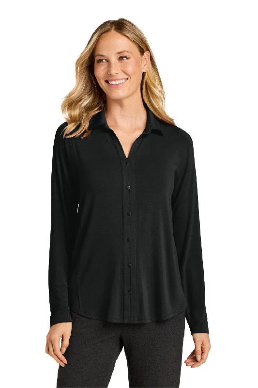 Port Authority Womens Luxe Knit Button Down Long Sleeve Tunic - Deep Black - NEW