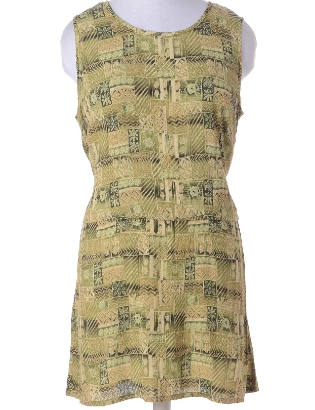 Label Patterned Short Dress