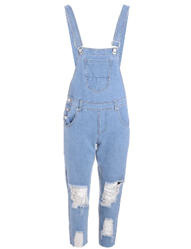 Label Pinafore Cropped Dungarees