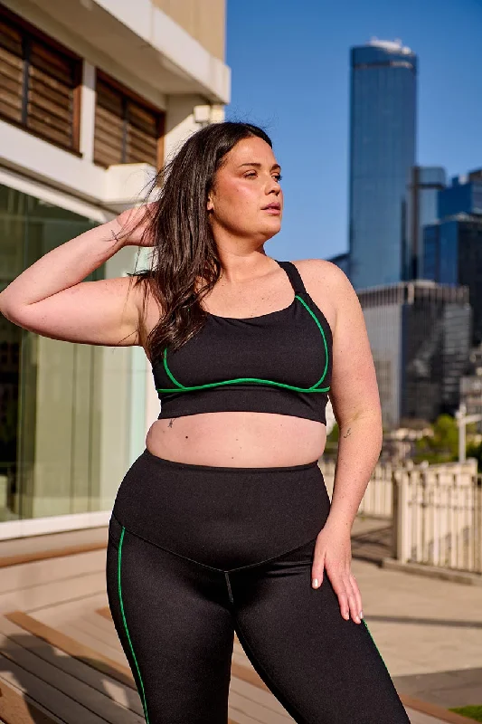 Active Adjustable Crop Bra - Black/Kelly Green