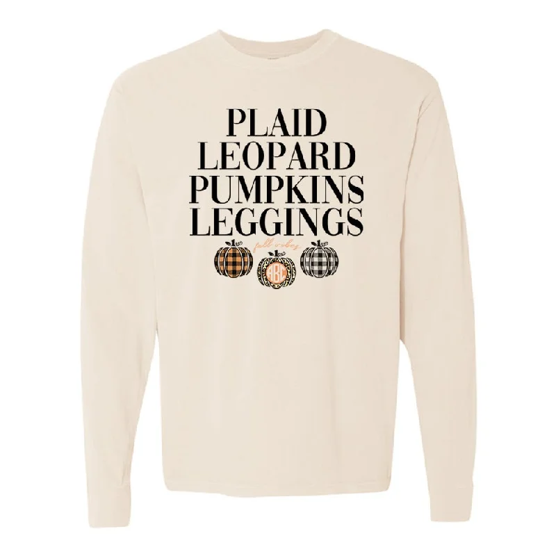 Monogrammed 'Plaid, Leopard, Pumpkins' Long Sleeve T-Shirt