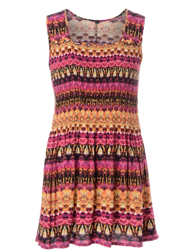 Label Patterned Short Dress