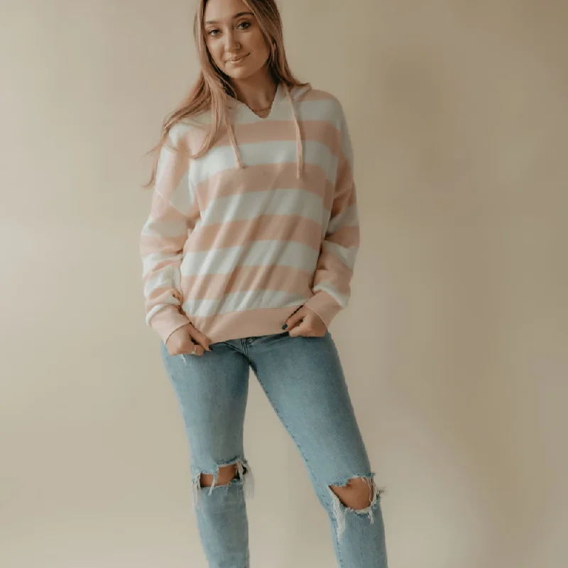 Striped Hooded Sweatshirt - Pink