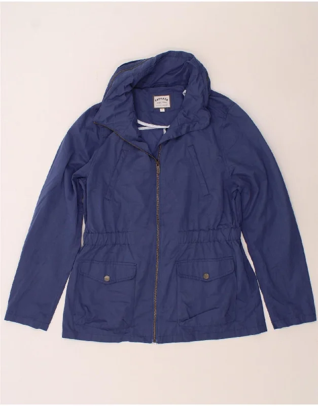 FAT FACE Womens Bomber Jacket UK 14 Medium  Blue Cotton