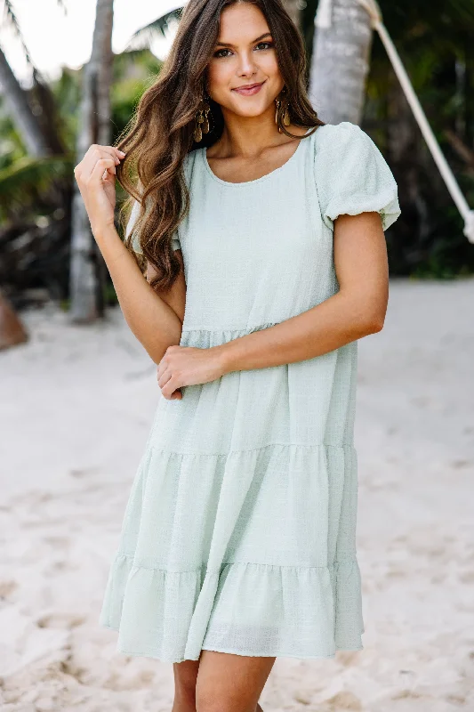 It All Makes Sense Sage Green Tiered Dress