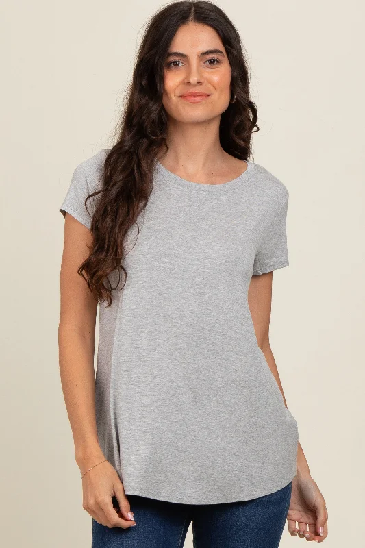 Heather Grey Basic Short Sleeve Top