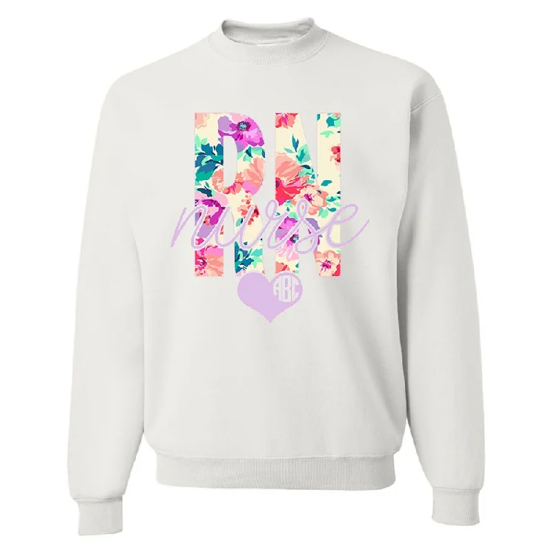 Monogrammed 'Floral RN' Crewneck Sweatshirt