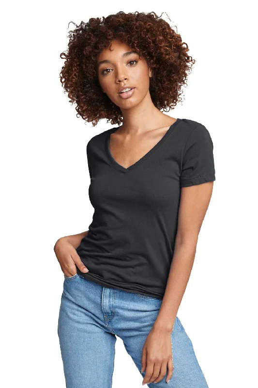 Next Level Womens Ideal Jersey Short Sleeve V-Neck T-Shirt - Dark Grey