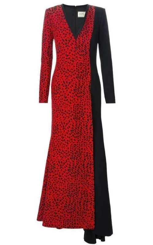 Red Leopard Print Stretch Silk Gown