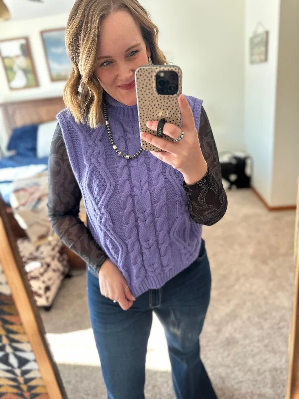 Iris Cable Knit Sweater Vest Top