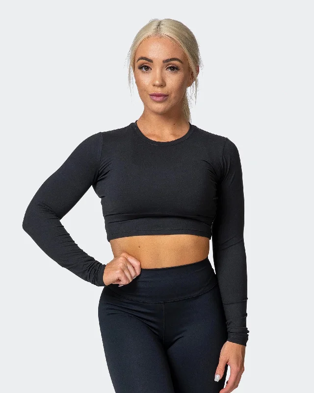 MN EVERYDAY CROPPED LONG SLEEVE TOP Black