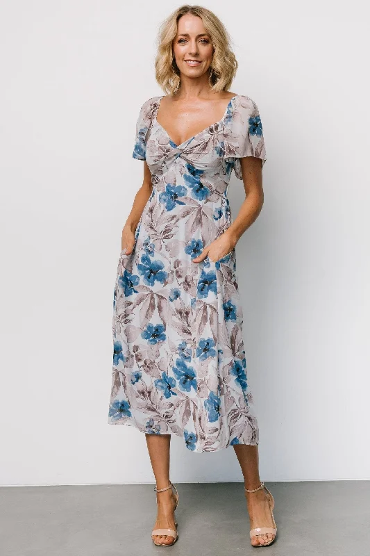 Melinda Midi Dress | Blue Floral