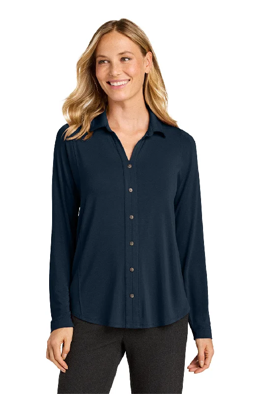 Port Authority Womens Luxe Knit Button Down Long Sleeve Tunic - River Navy Blue - NEW