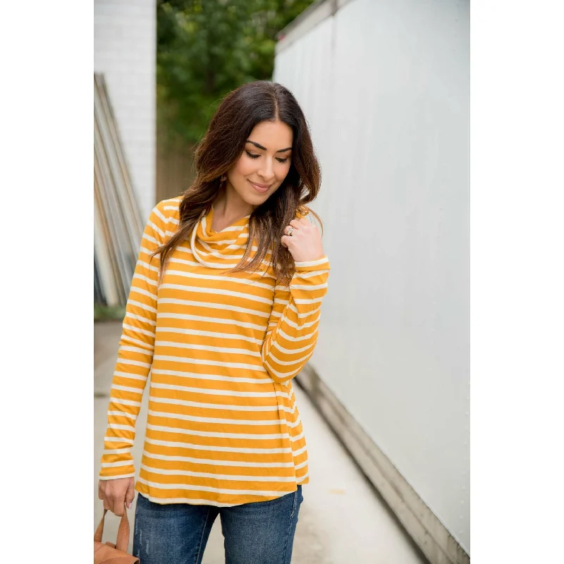 Striped Button Neck Sweatshirt