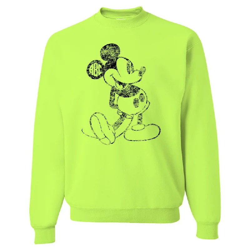 Monogrammed Neon 'Vintage Mickey' Crewneck Sweatshirt