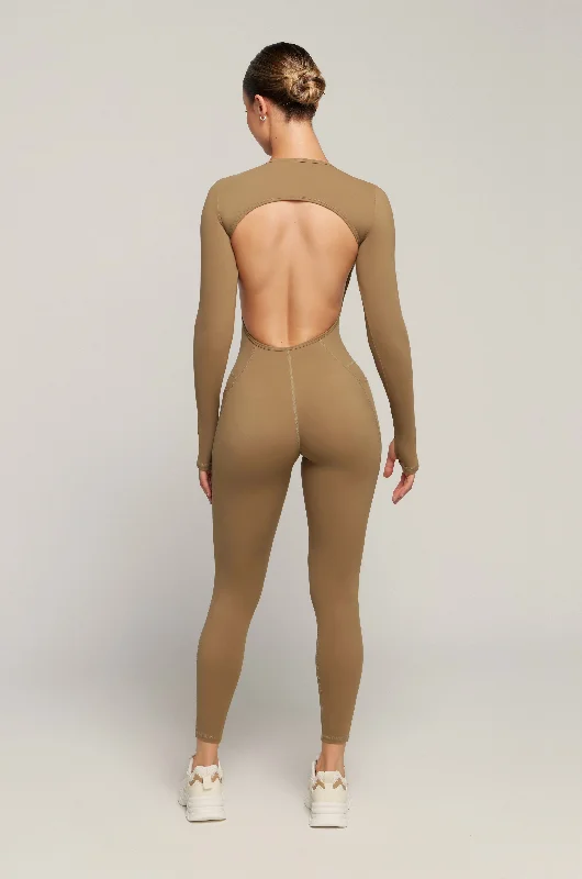 Long Sleeve Jumpsuit - Caramel