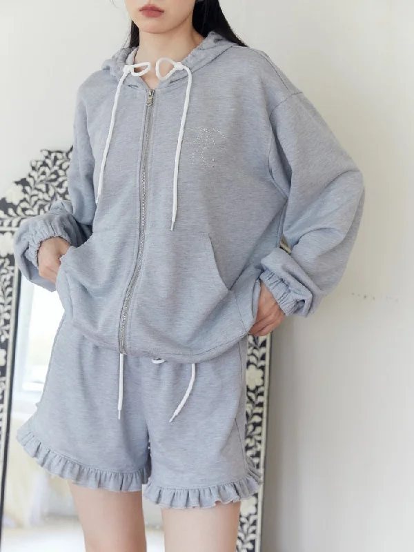 Bow Tie Hood Loose Sweat & Pants【s0000003572】