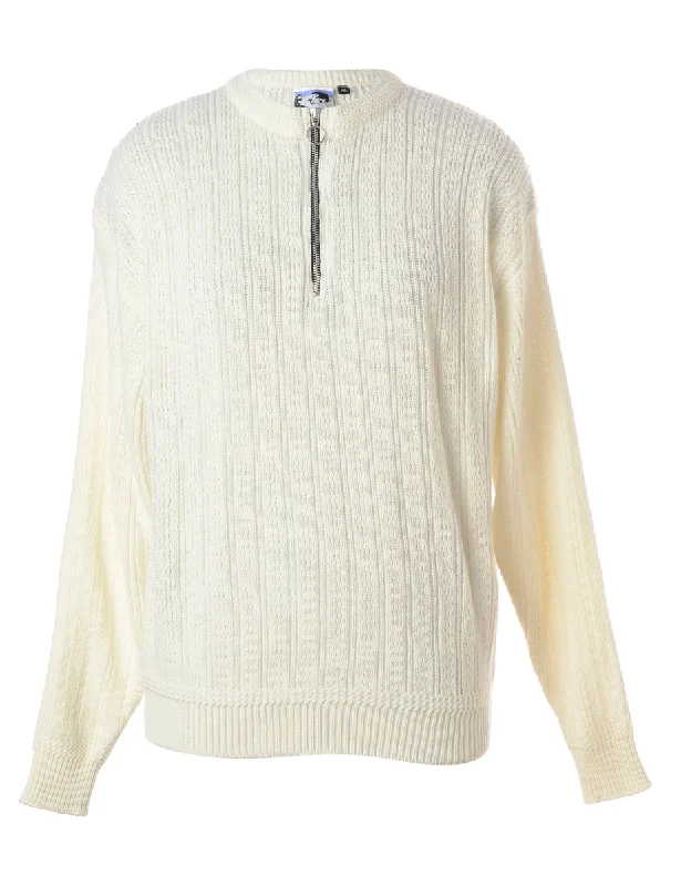 Label Off White Zip Front Knitted Jumper