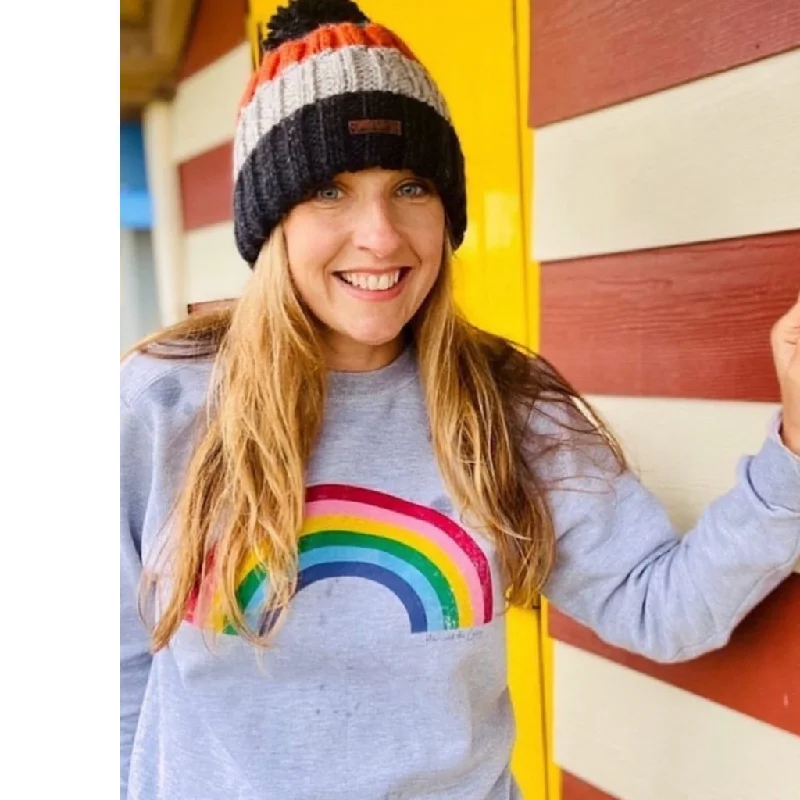 Organic Cotton Vintage Rainbow Sweatshirt in Grey