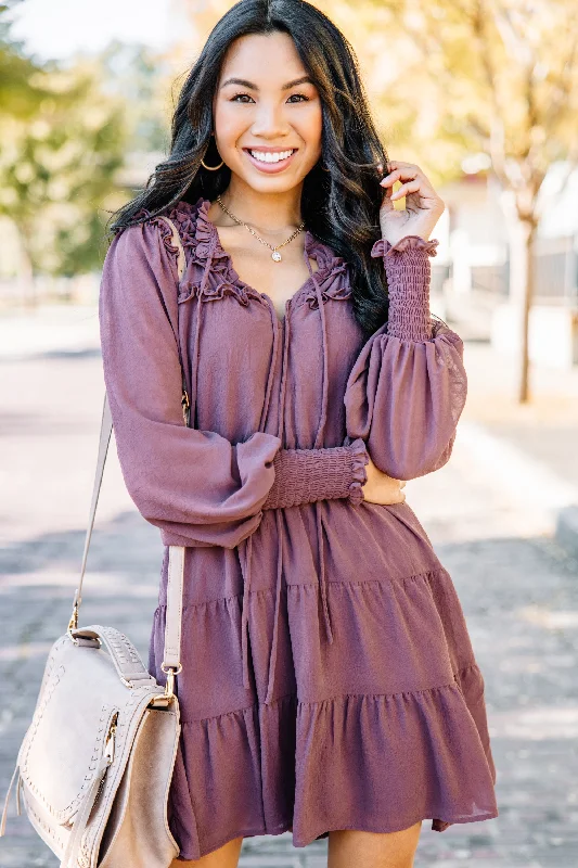 On The Up And Up Mauve Pink Tiered Dress