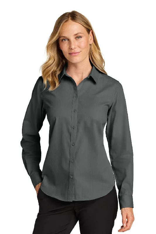 Port Authority Womens Nailhead Easy Care Long Sleeve Button Down Shirt - Deep Black - NEW