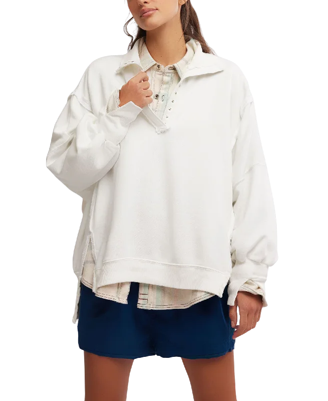 Camden Henley 1/4 Zip Sweatshirt in Optic White