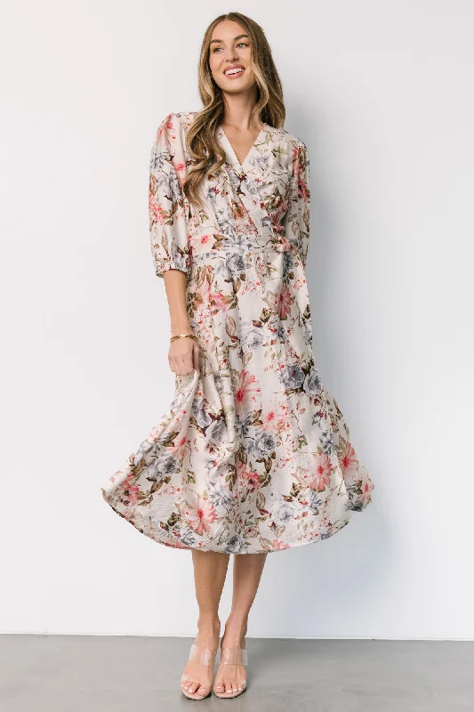 Fiorina Wrap Midi Dress | Ivory Multi Floral