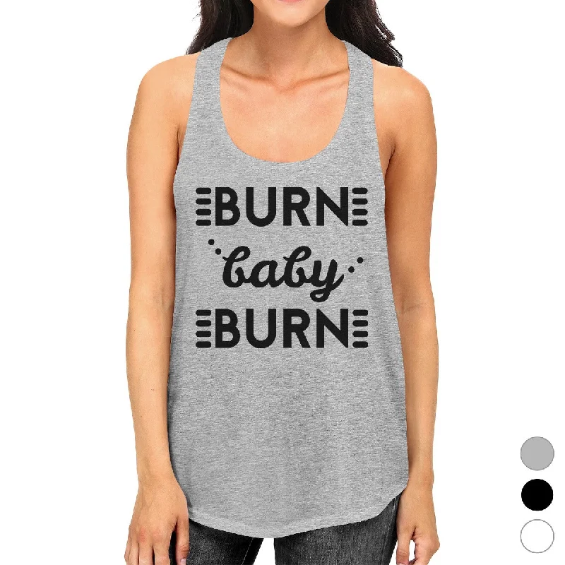 Burn Baby Womens Racerback Graphic Tank Top For Workout Gym Tanks