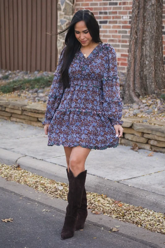 Hit The Town Floral Ruffle Mini Dress